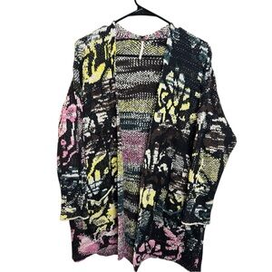 Free People Multicolor Knit Cardigan - Pink, Yellow, Black Size XS